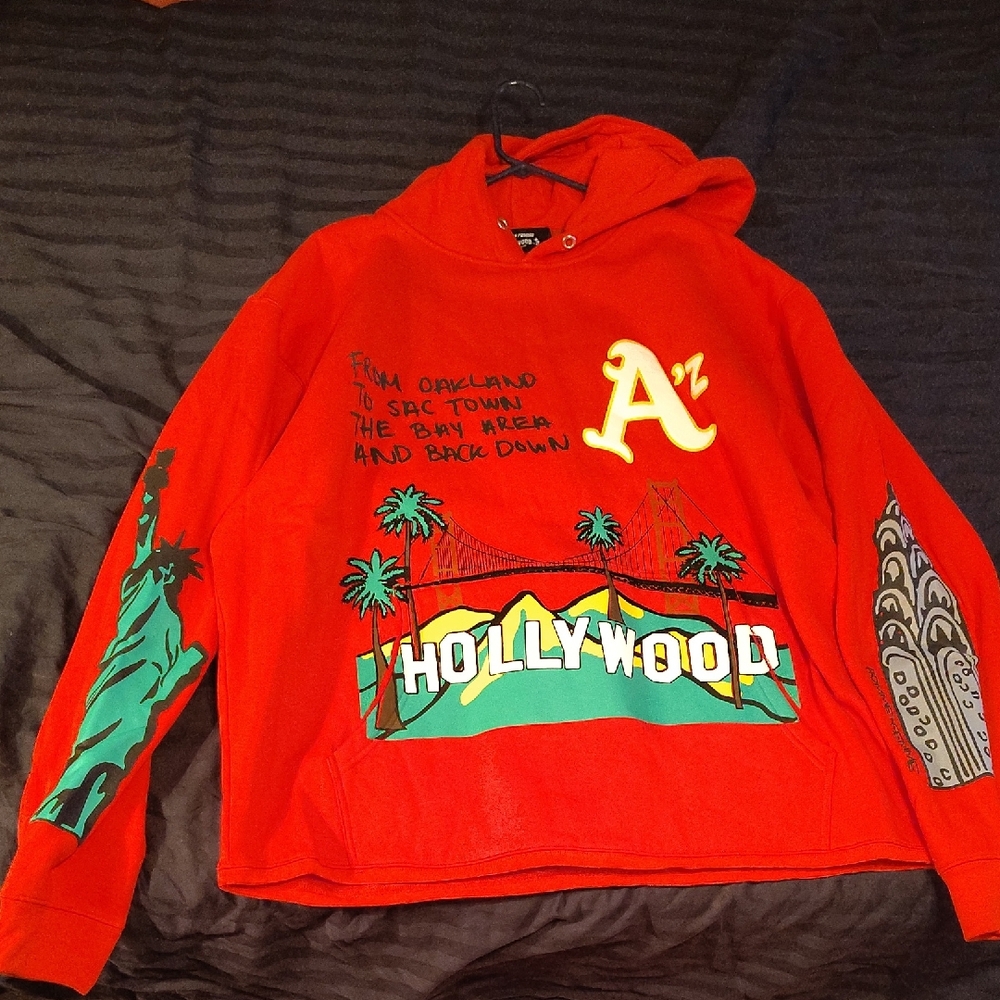 Stylish Red Graphic Crewneck Sweater